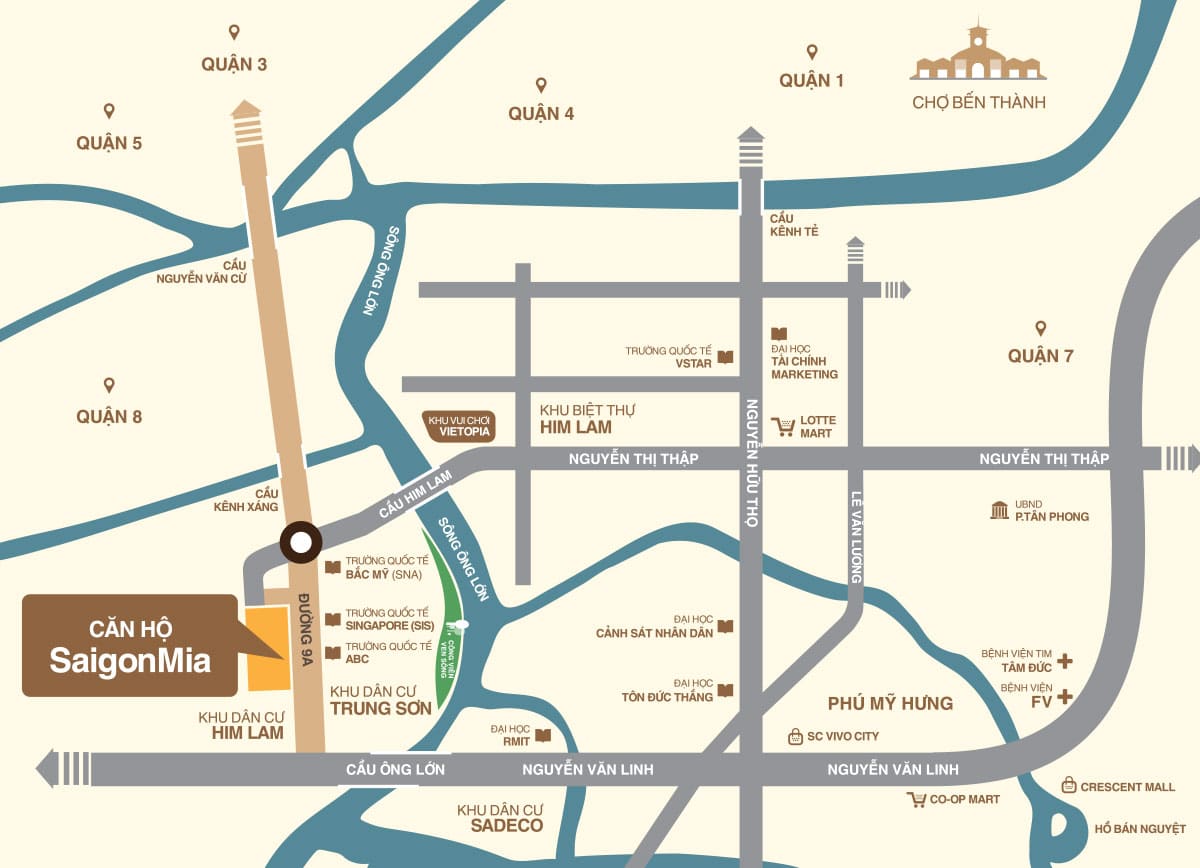 Vị trí căn hộ Saigon Mia Trung Sơn